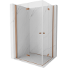 Mexen Mist-F Duo sprchový kút skladací 70 x 85 cm, transparentný, brúsená meď - 8A6-070L-085P-65-00