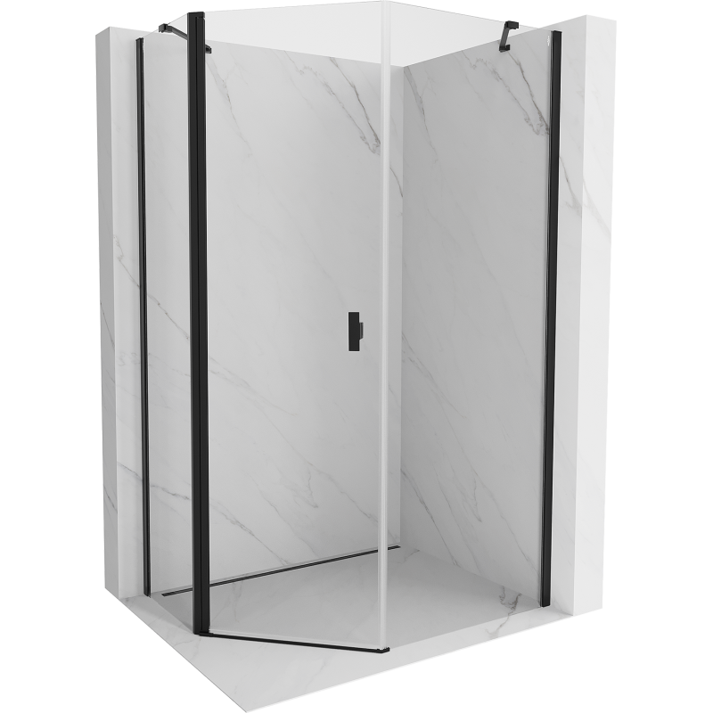 Mexen Mist päťuholníková asymetrická sprchová kabína 80 x 100 cm, transparentná, čierna - 8A8-080-100-70-00