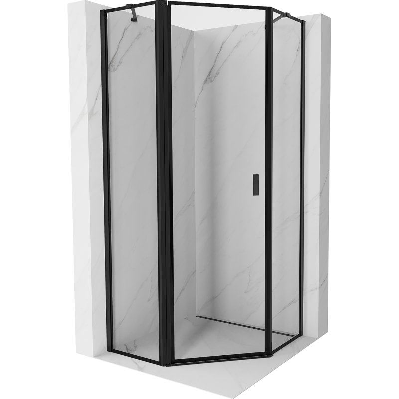 Mexen Mist päťuholníková sprchová kabína s otočnými dverami, ľavá 80 x 80 cm, čierny rám, čierna - 8A8-080-080-70-70-L