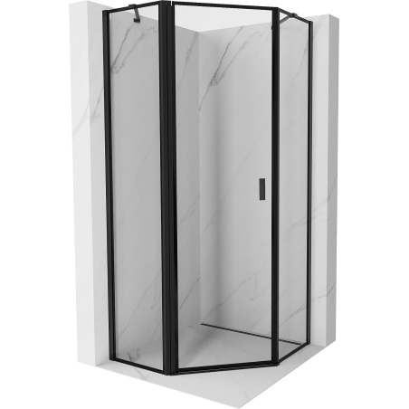Mexen Mist päťuholníková sprchová kabína s otváracími dverami ľavá 90 x 90 cm, čierny rám, čierna - 8A8-090-090-70-70-L