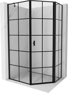 Mexen Mist asymetrická pätstranná sprchová kabína pravá 80 x 90 cm, čierna mriežka, čierna - 8A8-080-090-70-77-P