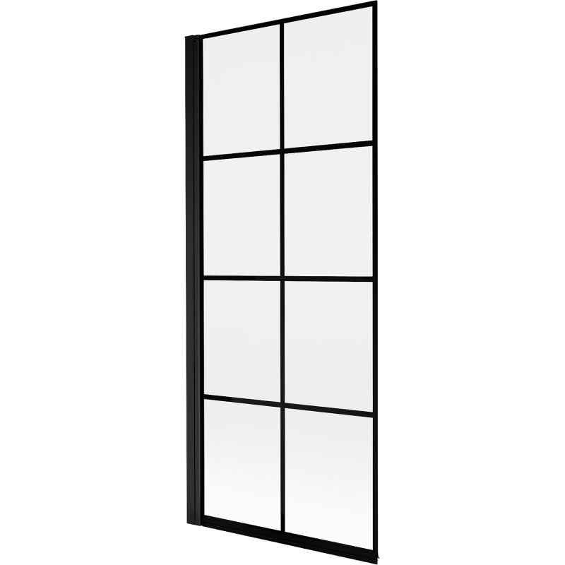 Mexen Mist sprchová priečka 1-krídlová ľavá 80 x 150 cm, čierna mriežka, čierna - 8A9-080-001-70-77-L