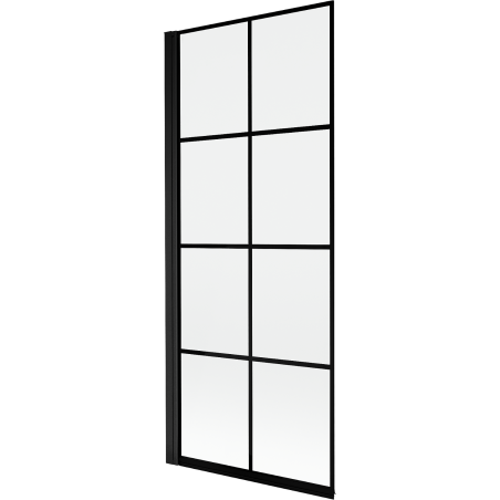 Mexen Mist sprchová priečka 1-krídlová ľavá 80 x 150 cm, čierna mriežka, čierna - 8A9-080-001-70-77-L