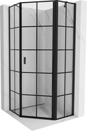 Mexen Mist päťuholníková sprchová kabína otváracia pravá 100 x 100 cm, čierna mriežka, čierna - 8A8-100-100-70-77-P