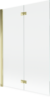 Mexen Mist sprchová zástenka 2-krídlová ľavá 120 x 150 cm, transparentná, zlatá - 8A9-120-002-50-00-L
