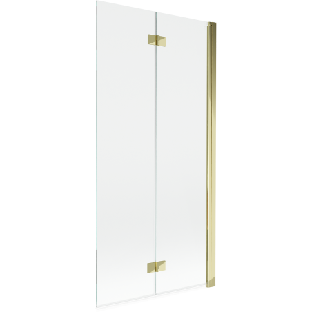 Mexen Mist sprchový záves 2-krídlový pravý 90 x 150 cm, priehľadný, zlatý - 8A9-090-002-50-00-P