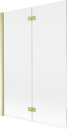Mexen Mist sprchová zástenka dvojkrídlová ľavá 120 x 150 cm, transparentná, zlatá kartáčovaná - 8A9-120-002-55-00-L