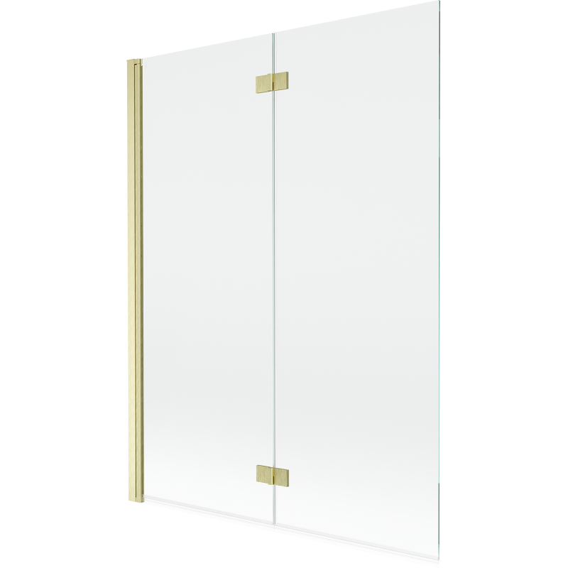 Mexen Mist paraván do vane 2-krídlový ľavý 130 x 150 cm, transparentný, zlatý kartáčovaný - 8A9-130-002-55-00-L