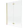 Mexen Mist paraván do vane 2-krídlový ľavý 130 x 150 cm, transparentný, zlatý kartáčovaný - 8A9-130-002-55-00-L