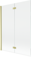 Mexen Mist paraván do vane 2-krídlový ľavý 130 x 150 cm, transparentný, zlatý kartáčovaný - 8A9-130-002-55-00-L