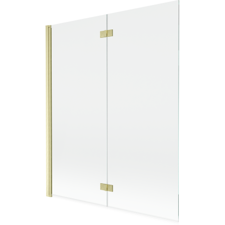 Mexen Mist paraván na vaňu 2-krídlový ľavý 140 x 150 cm, transparentný, zlatý kefovaný - 8A9-140-002-55-00-L