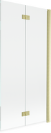 Mexen Mist sprchová zástenka 2-krídlový pravý 90 x 150 cm, transparentný, zlatý kartáčovaný - 8A9-090-002-55-00-P