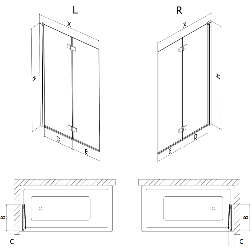 Mexen Mist sprchová stena dvojkrídlová pravá 100 x 150 cm, transparentná, zlatá kartáčovaná - 8A9-100-002-55-00-P