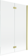 Mexen Mist paraván do kúpeľne, 2-krídlový pravý 120 x 150 cm, transparentný, zlatý kartáčovaný - 8A9-120-002-55-00-P