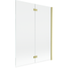 Mexen Mist dvojkrídlová sprchová zástenka pravá 130 x 150 cm, transparentná, zlatá kartáčovaná - 8A9-130-002-55-00-P
