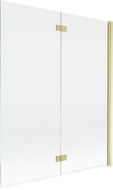 Mexen Mist sprchová zábrana 2-krídlová pravá 140 x 150 cm, priehľadná, zlatý kartáčovaný - 8A9-140-002-55-00-P