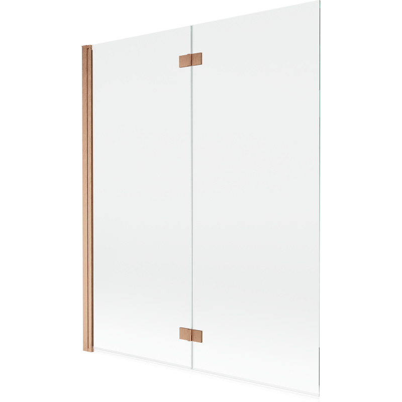 Mexen Mist sprchová zástena, 2-krídlová, ľavá 140 x 150 cm, priehľadná, brúsená meď - 8A9-140-002-65-00-L