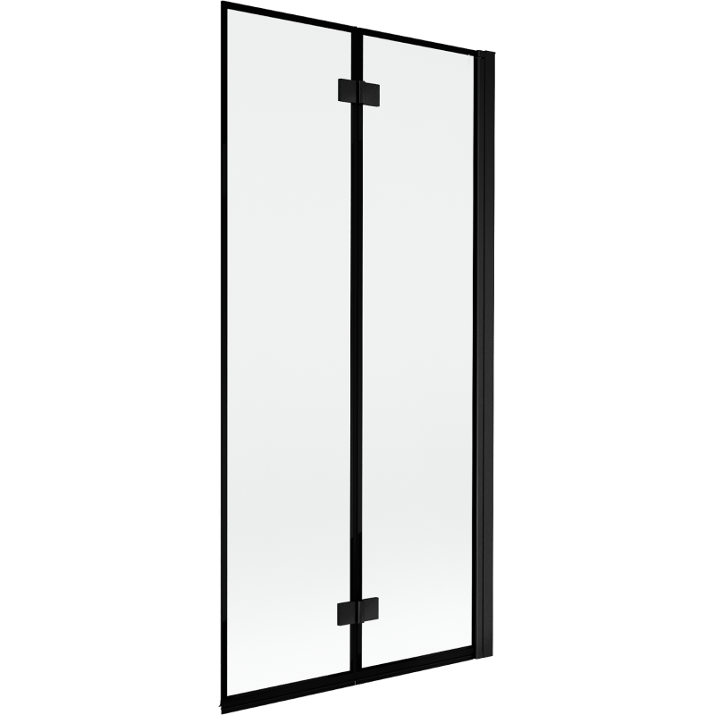 Mexen Mist paraván na vaňu 2-krídlový pravý 90 x 150 cm, čierny rám, čierny - 8A9-090-002-70-70-P