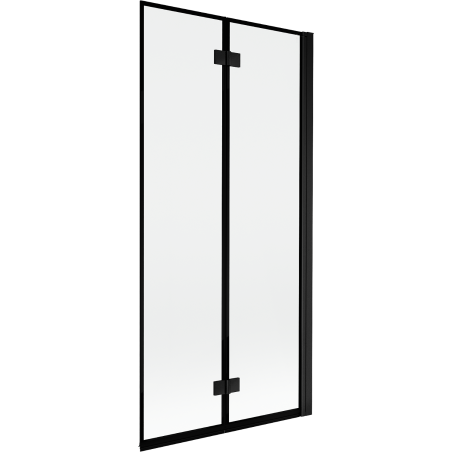 Mexen Mist paraván na vaňu 2-krídlový pravý 90 x 150 cm, čierny rám, čierny - 8A9-090-002-70-70-P