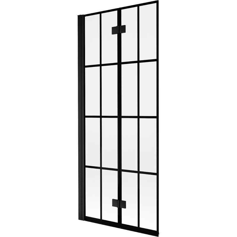 Mexen Mist vaničková zábrana 2-krídlová ľavá 80 x 150 cm, čierna mriežka, čierna - 8A9-080-002-70-77-L