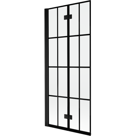 Mexen Mist vaničková zábrana 2-krídlová ľavá 80 x 150 cm, čierna mriežka, čierna - 8A9-080-002-70-77-L