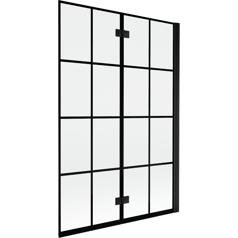 Mexen Mist paravan do vane dvojkrídlový pravý 120 x 150 cm, čierna mriežka, čierny - 8A9-120-002-70-77-P