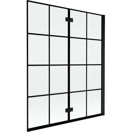 Mexen Mist dvojkrídlový sprchový paraván pravý 140 x 150 cm, čierna mriežka, čierny - 8A9-140-002-70-77-P