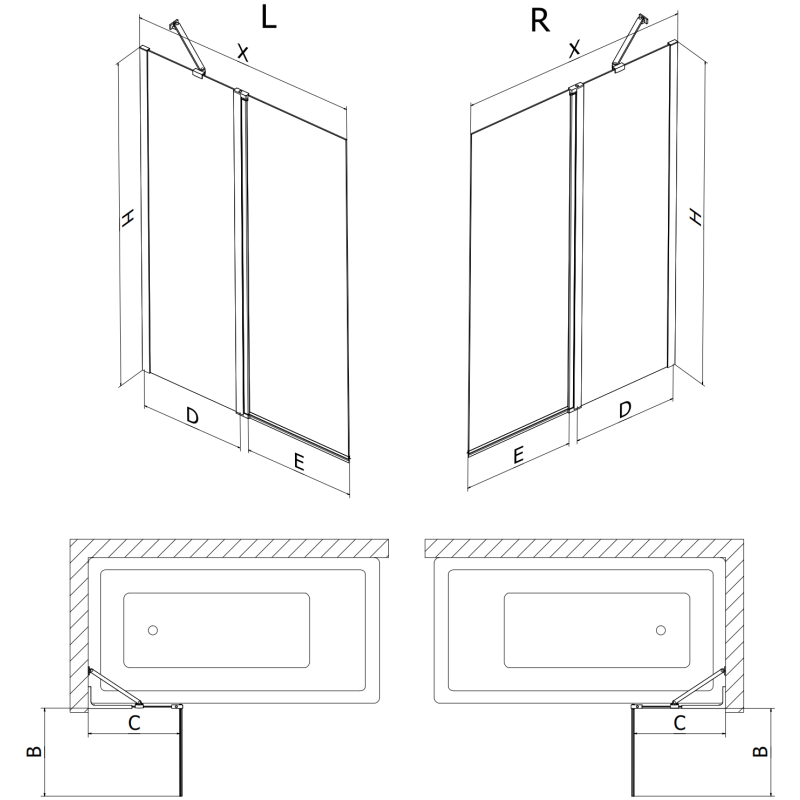 Mexen Mist sprchová zástena 2-krídlová 140 x 150 cm, priehľadná, chróm - 8A9-140-011-01-00
