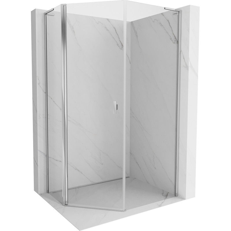 Mexen Mist L asymetrická výklopná sprchová kabína päťuholníková 80 x 90 cm, transparentná, chróm - 8A8L-080-090-01-00