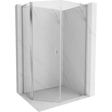 Mexen Mist L asymetrická výklopná sprchová kabína päťuholníková 80 x 90 cm, transparentná, chróm - 8A8L-080-090-01-00
