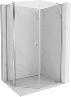 Mexen Mist L asymetrická výklopná sprchová kabína päťuholníková 80 x 90 cm, transparentná, chróm - 8A8L-080-090-01-00