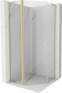 Mexen Mist L päťuholníková sprchová kabína s 80 x 80 cm dverami, priehľadná, zlatá kartáčovaná - 8A8L-080-080-55-00