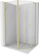 Mexen Mist L asymetrická päťuholníková posuvná sprchová kabína 100x80 cm, transparentná, zlatá kartáčovaná - 8A8L-100-080-55-00