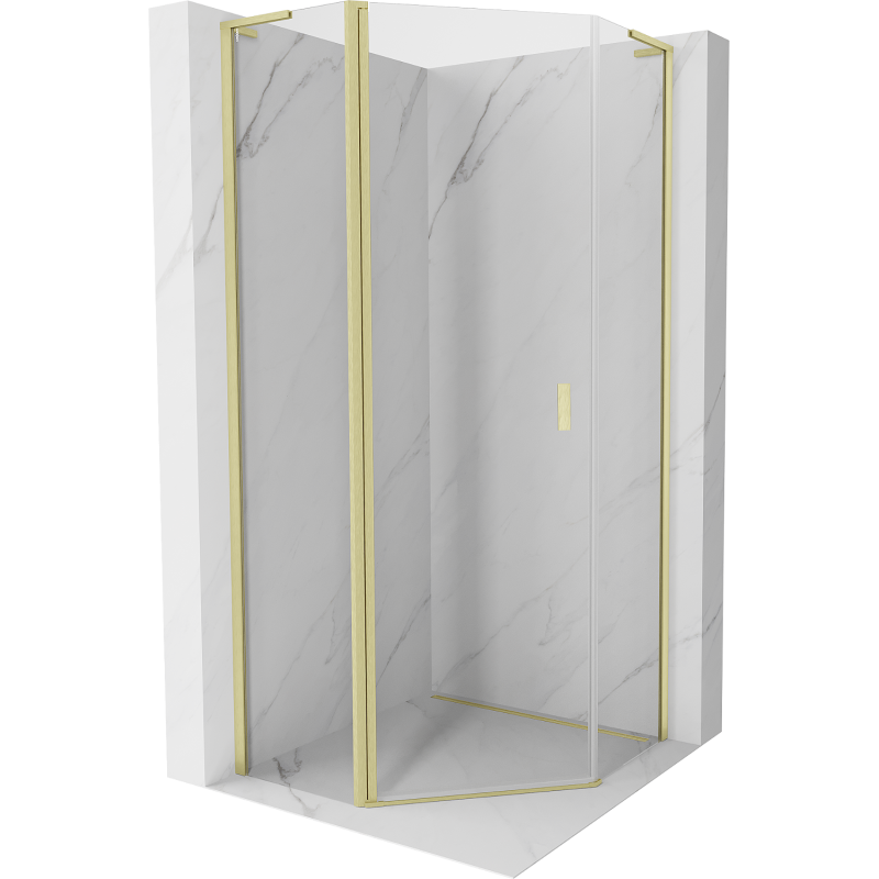 Mexen Mist L päťuholníková sprchová kabína výklopná 90 x 90 cm, transparentná, zlatá brúsená - 8A8L-090-090-55-00