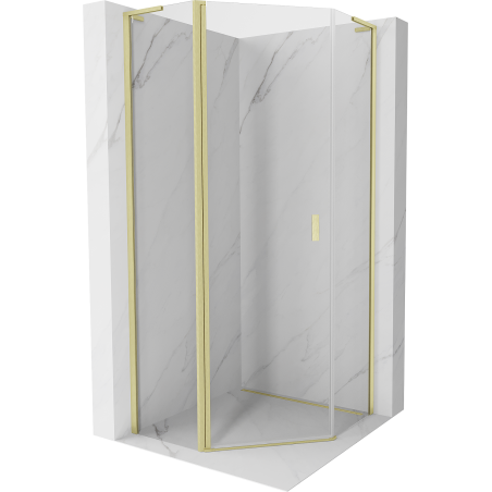 Mexen Mist L päťuholníková sprchová kabína výklopná 90 x 90 cm, transparentná, zlatá brúsená - 8A8L-090-090-55-00