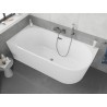 Mexen Silo voľne stojaca rohová vaňa ľavá ryhovaná 150 x 75 cm, biela, prepad gun gray brúsený - 52891507500L-66