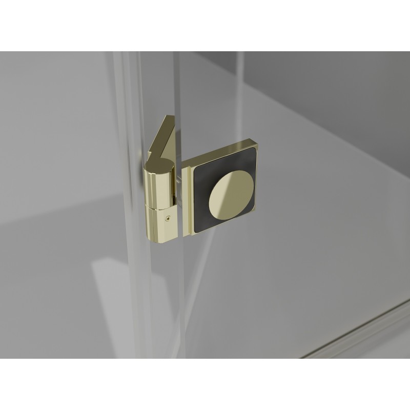 Mexen Mist L polkruhová sprchová kabína s výklopnými dverami 100 x 100 cm, transparentná, zlatá - 8A33L-100-100-50-00