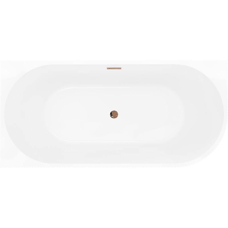 Mexen Silo voľne stojaca rohová ľavá ryhovaná vaňa 170 x 80 cm, biela, prepad ružové zlato - 52891708000L-60
