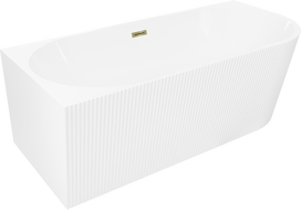 Mexen Silo voľne stojaca rohová ľavá ryhovaná vaňa 150 x 75 cm, biela, prepad zlatý - 52891507500L-50