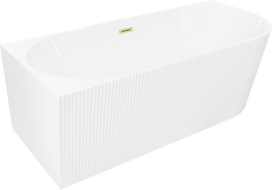 Mexen Silo voľne stojaca rohová vaňa ľavá ryhovaná 150 x 75 cm, biela, prepad zlatý brúsený - 52891507500L-55