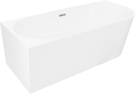 Mexen Silo voľne stojaca rohová ľavá ryhovaná vaňa 170 x 80 cm, biela, prepad chróm - 52891708000L-01