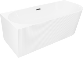 Mexen Silo voľne stojaca rohová vaňa ľavá ryhovaná 170 x 80 cm, biela, prepad gun gray kartáčovaný - 52891708000L-66