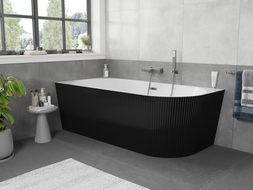 Mexen Silo voľne stojaca rohová vaňa ľavá ryhovaná 170 x 80 cm, biela/čierna, prepad gun metal - 52891708075L-95