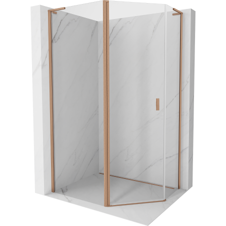 Mexen Mist L asymetrická päťuholníková sprchová kabína 100x80 cm, transparentná, brúsená meď - 8A8L-100-080-65-00