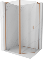 Mexen Mist L asymetrická päťuholníková sprchová kabína 100x90 cm, transparentná, kartáčovaná meď