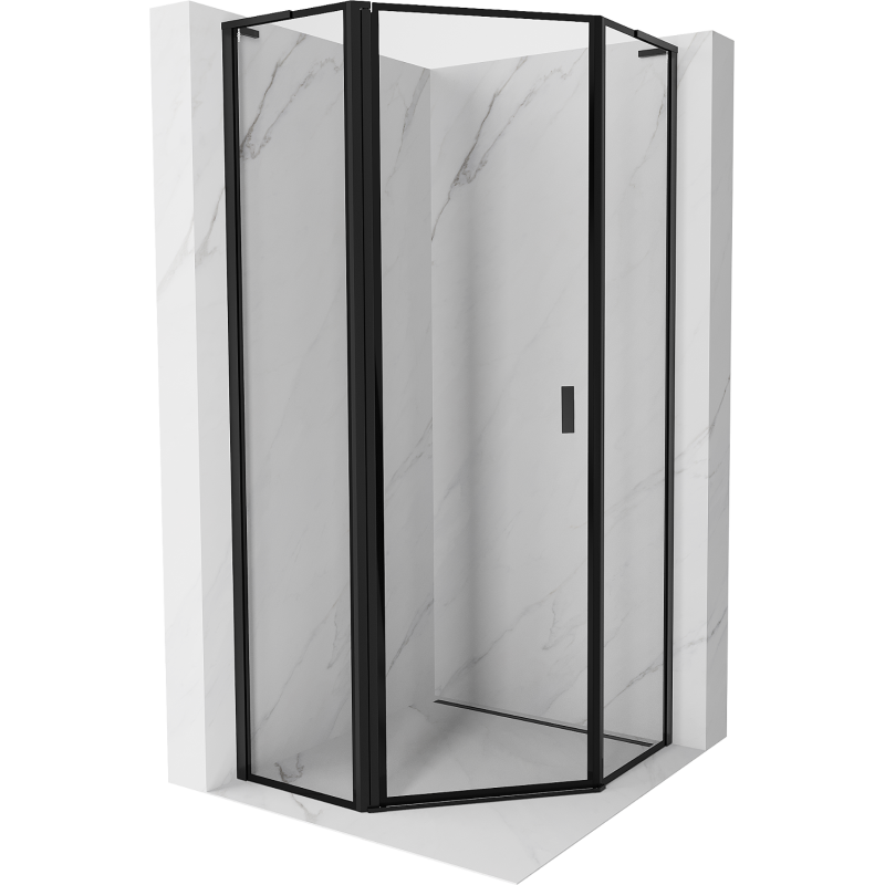 Mexen Mist L päťuholníková sprchová kabína, čierno-čierny rám, ľavá 80 x 80 cm - 8A8L-080-080-70-70-L