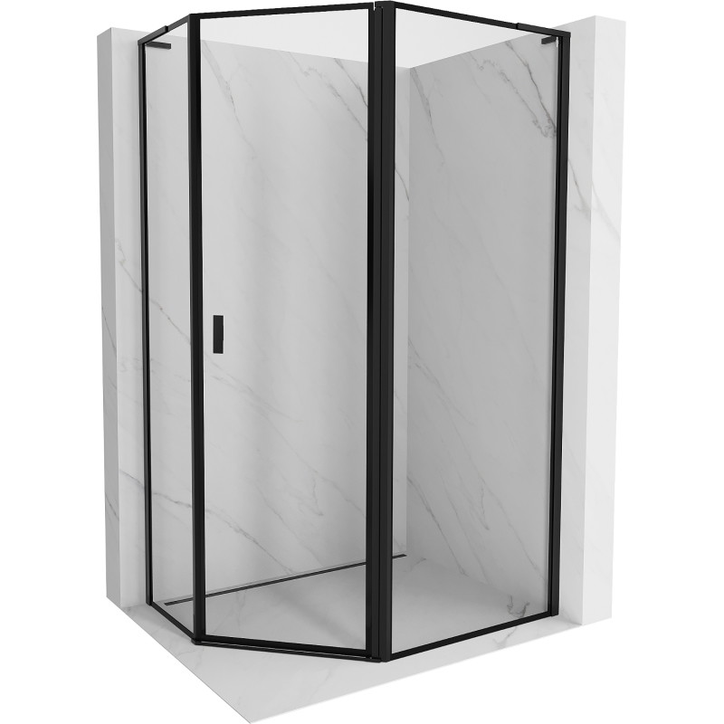 Mexen Mist L asymetrická päťuholníková sprchová kabína, pravá 90 x 80 cm, čierny rámik, čierna - 8A8L-090-080-70-70-P