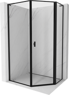 Mexen Mist L asymetrická pätstenná sprchová kabína s pravými dverami 80 x 100 cm, čierny rám, čierna