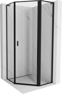 Mexen Mist L pravouhlý sprchový kút päťuholníkový pravý 100 x 100 cm, čierny rám, čierny - 8A8L-100-100-70-70-P