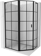 Mexen Mist L asymetrická sprchová kabínka s otváraním doľava 90 x 80 cm, čierna mriežka, čierna - 8A8L-090-080-70-77-L